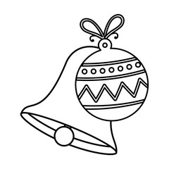 bell with ball christmas decoration line style icon vector illustration design
