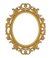 Golden frame for paintings, mirrors or photo isolated on white background