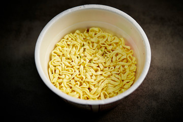 Instant ramen noodle, plastic bowl