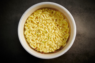 Instant ramen noodle, plastic bowl
