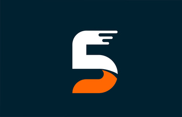 orange white creative number 5 logo icon for company design