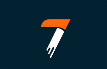 orange white creative number 7 logo icon for company design