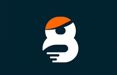 orange white creative number 8 logo icon for company design