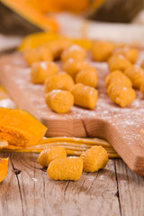 Raw pumpkin gnocchi.