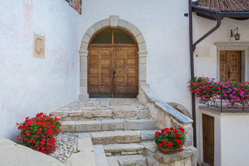 Fototapeta na wymiar The medieval sanctuary of San Romedio. Non Valley, Trento province, Trentino Alto-Adige, Italy, Europe