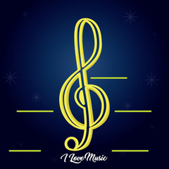 Treble clef image on a colored background - Vector