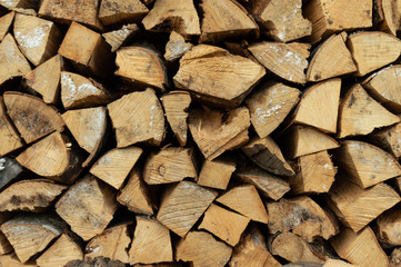 Pile of larger chopped firewood for graphic purposes