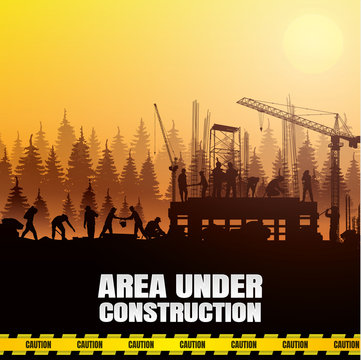 Construction silhouette vector background.
