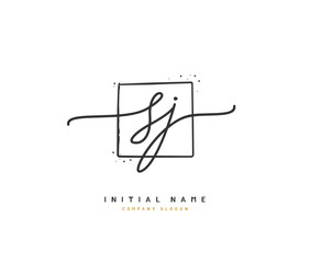 S J SJ Beauty vector initial logo, handwriting logo of initial signature, wedding, fashion, jewerly, boutique, floral and botanical with creative template for any company or business.