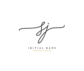 S J SJ Beauty vector initial logo, handwriting logo of initial signature, wedding, fashion, jewerly, boutique, floral and botanical with creative template for any company or business.
