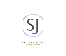 S J SJ Beauty vector initial logo, handwriting logo of initial signature, wedding, fashion, jewerly, boutique, floral and botanical with creative template for any company or business.