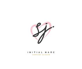 S J SJ Beauty vector initial logo, handwriting logo of initial signature, wedding, fashion, jewerly, boutique, floral and botanical with creative template for any company or business.