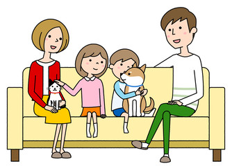 家族　二世代　ソファー