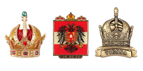 Magnetic souvenir from Austria isolated on white background