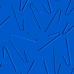 Modern minimal creative seamless monochrome pattern of plastic straws on a blue background.Photography collage.Top view,flat lay.Zero waste,save the planet,danger of plastic concept.Square image