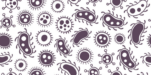 bacteria virus doodle seamless pattern, minimalism