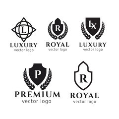 Luxury boutique Royal Crest vintage logo. Crests and luxury logo set