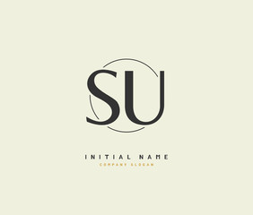 S U SU Beauty vector initial logo, handwriting logo of initial signature, wedding, fashion, jewerly, boutique, floral and botanical with creative template for any company or business.
