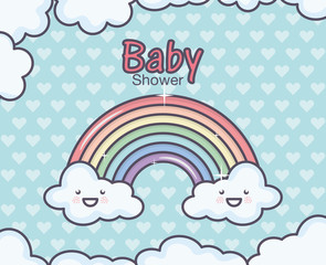 baby shower rainbow cartoon hearts background