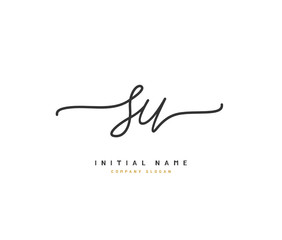 S U SU Beauty vector initial logo, handwriting logo of initial signature, wedding, fashion, jewerly, boutique, floral and botanical with creative template for any company or business.