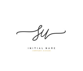 S U SU Beauty vector initial logo, handwriting logo of initial signature, wedding, fashion, jewerly, boutique, floral and botanical with creative template for any company or business.