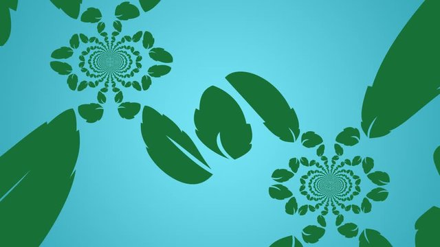 Psychedelic leaf animation with blue background