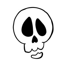  vector illustration of a skeleton head of the day of the dead on a white background