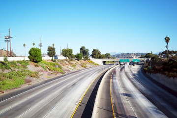 Los Angeles, California - Traffic on Interstate 5, I-5 Highway view from N Broadway – Long Exposure