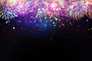 beautiful fireworks and glitter bokeh lighting effect Colorfull Blurred abstract background for...