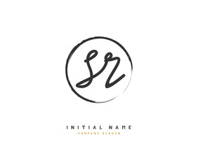  S R SR Beauty vector initial logo, handwriting logo of initial signature, wedding, fashion, jewerly, boutique, floral and botanical with creative template for any company or business.