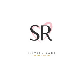  S R SR Beauty vector initial logo, handwriting logo of initial signature, wedding, fashion, jewerly, boutique, floral and botanical with creative template for any company or business.