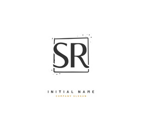 Obraz premium S R SR Beauty vector initial logo, handwriting logo of initial signature, wedding, fashion, jewerly, boutique, floral and botanical with creative template for any company or business.