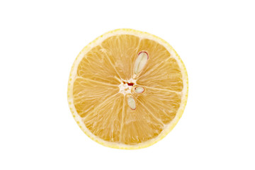Yellow ripe lemon over the white background