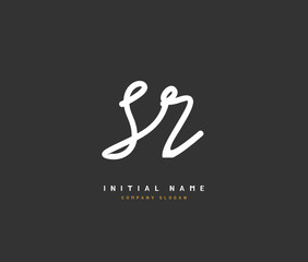 S R SR Beauty vector initial logo, handwriting logo of initial signature, wedding, fashion, jewerly, boutique, floral and botanical with creative template for any company or business.