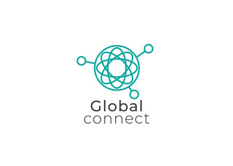 Global Icon Logo Design. Digital vector logotype. Global connect logo