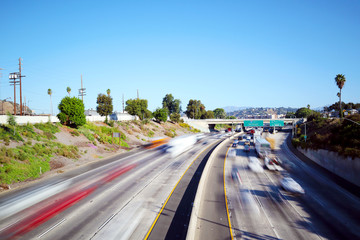 Los Angeles, California - Traffic on Interstate 5, I-5 Highway view from N Broadway – Long Exposure