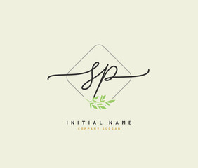 S P SP Beauty vector initial logo, handwriting logo of initial signature, wedding, fashion, jewerly, boutique, floral and botanical with creative template for any company or business.