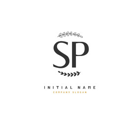 S P SP Beauty vector initial logo, handwriting logo of initial signature, wedding, fashion, jewerly, boutique, floral and botanical with creative template for any company or business.