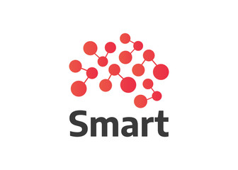 Creative Smart Brain logo. Information icons. Abstract human brain logo