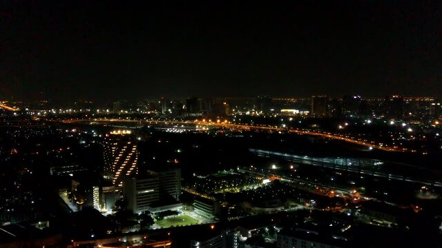 Aerial View of Night Cityscape  Bangkok