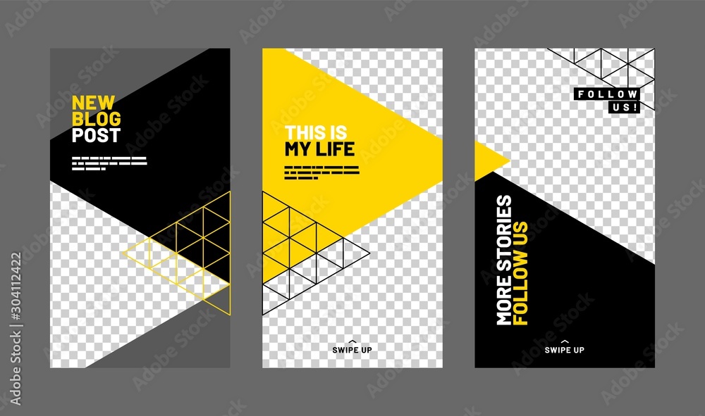 Wall mural set of minimalistic stories for social media. pack for creating your unique content. social media st