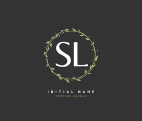 S L SL Beauty vector initial logo, handwriting logo of initial signature, wedding, fashion, jewerly, boutique, floral and botanical with creative template for any company or business.