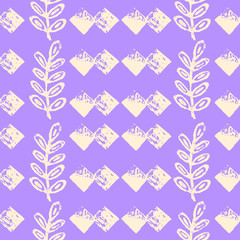 Floral and geometric patternin in violet color
