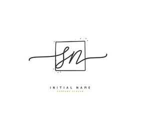 S N SN Beauty vector initial logo, handwriting logo of initial signature, wedding, fashion, jewerly, boutique, floral and botanical with creative template for any company or business.