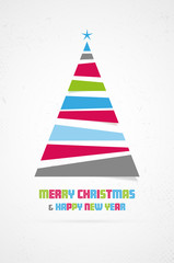 Merry Christmas and Happy New Year card with abstract tree