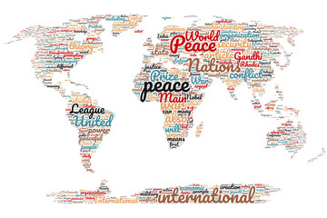 Naklejka premium Peace world map word cloud