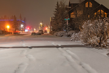 Snowy Street in Canmore