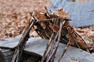 crafts from tree branches, a house made of sticks