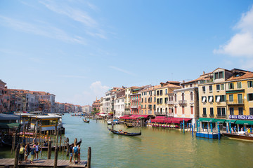 Beautiful sunny views of the canals of Venice, Italy
