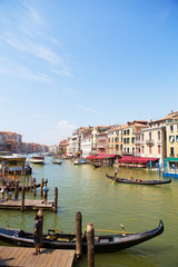 Beautiful sunny views of the canals of Venice, Italy